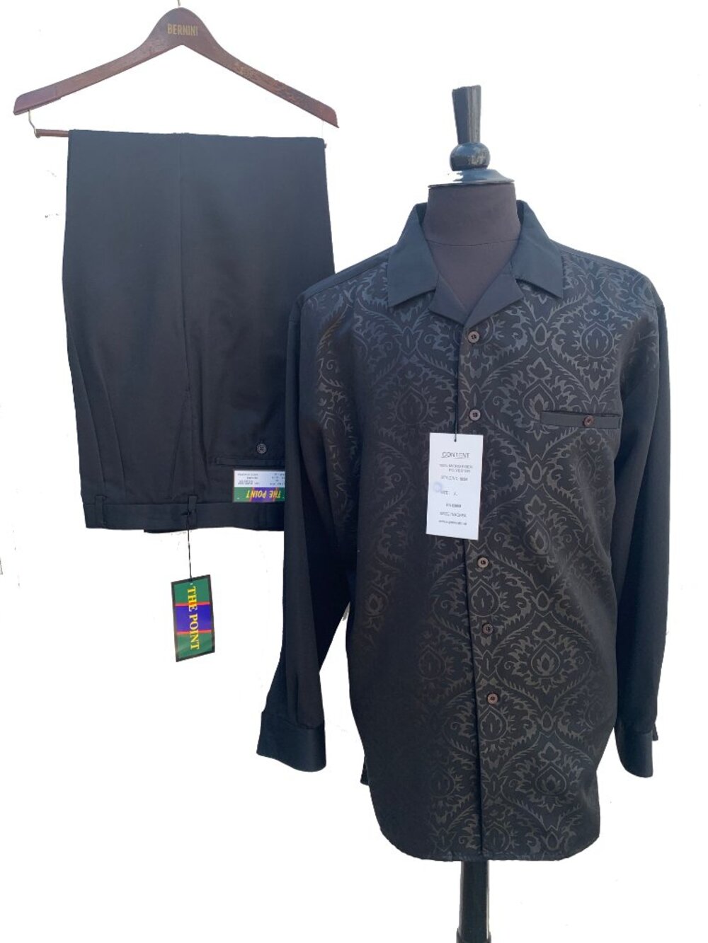 THE POINT 100% Micro Fiber Polyester Two-Piece Casual Set Pant and Shirt